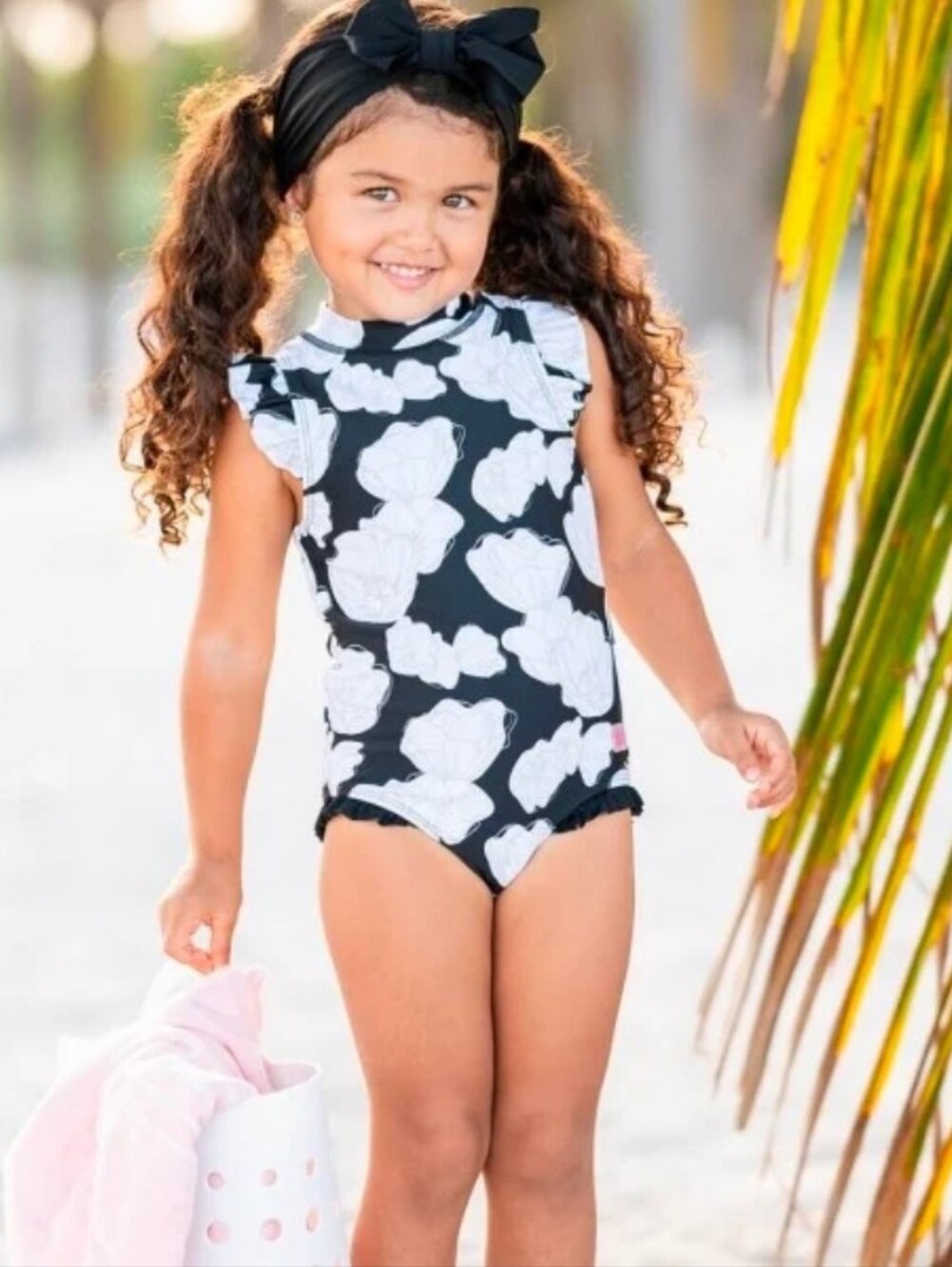 Ruffle Butts Black & White Floral One-Piece Swimsuit
